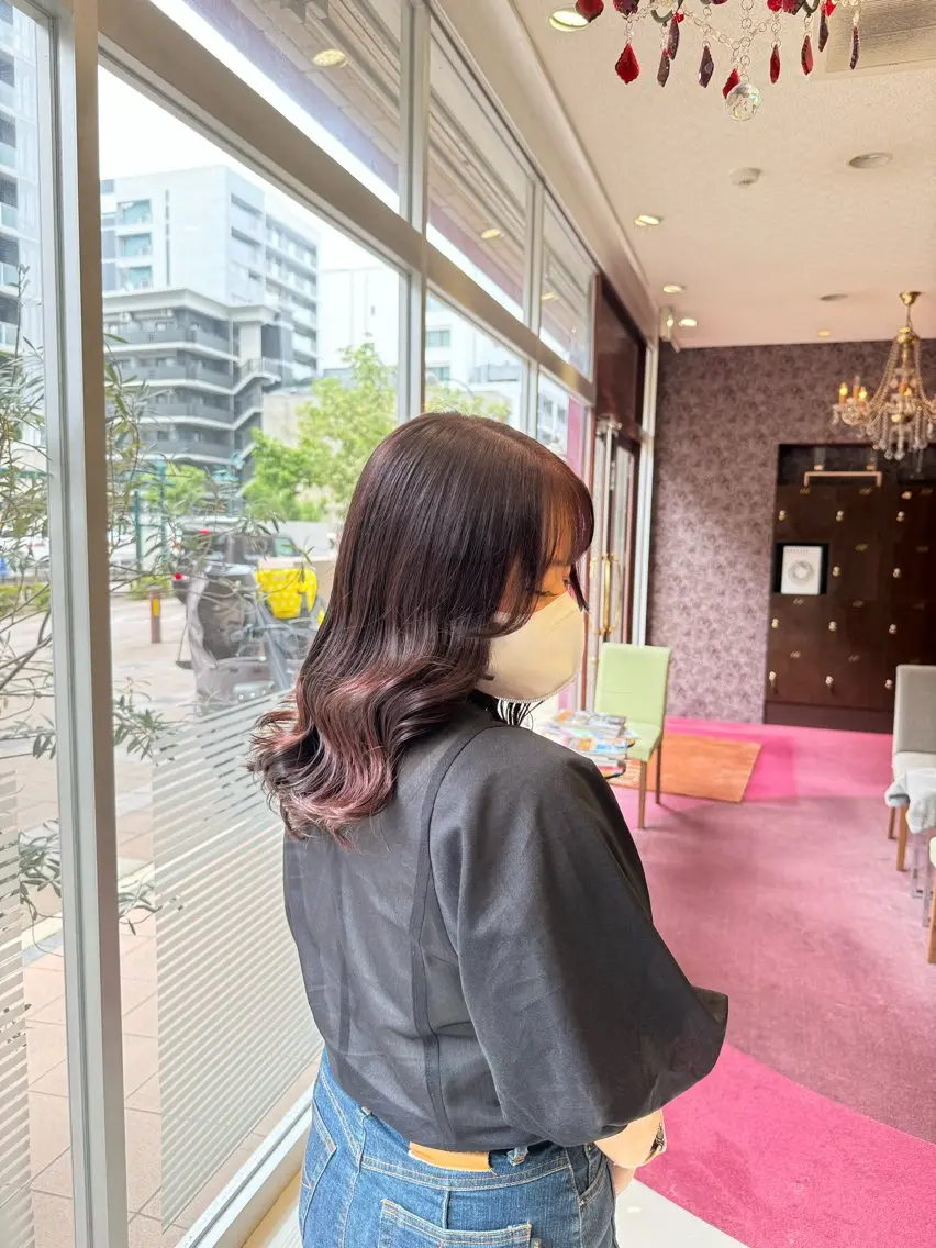 セミロング ピンクブラウン 縮毛/髪質改善 上野颯太のヘアスタイル