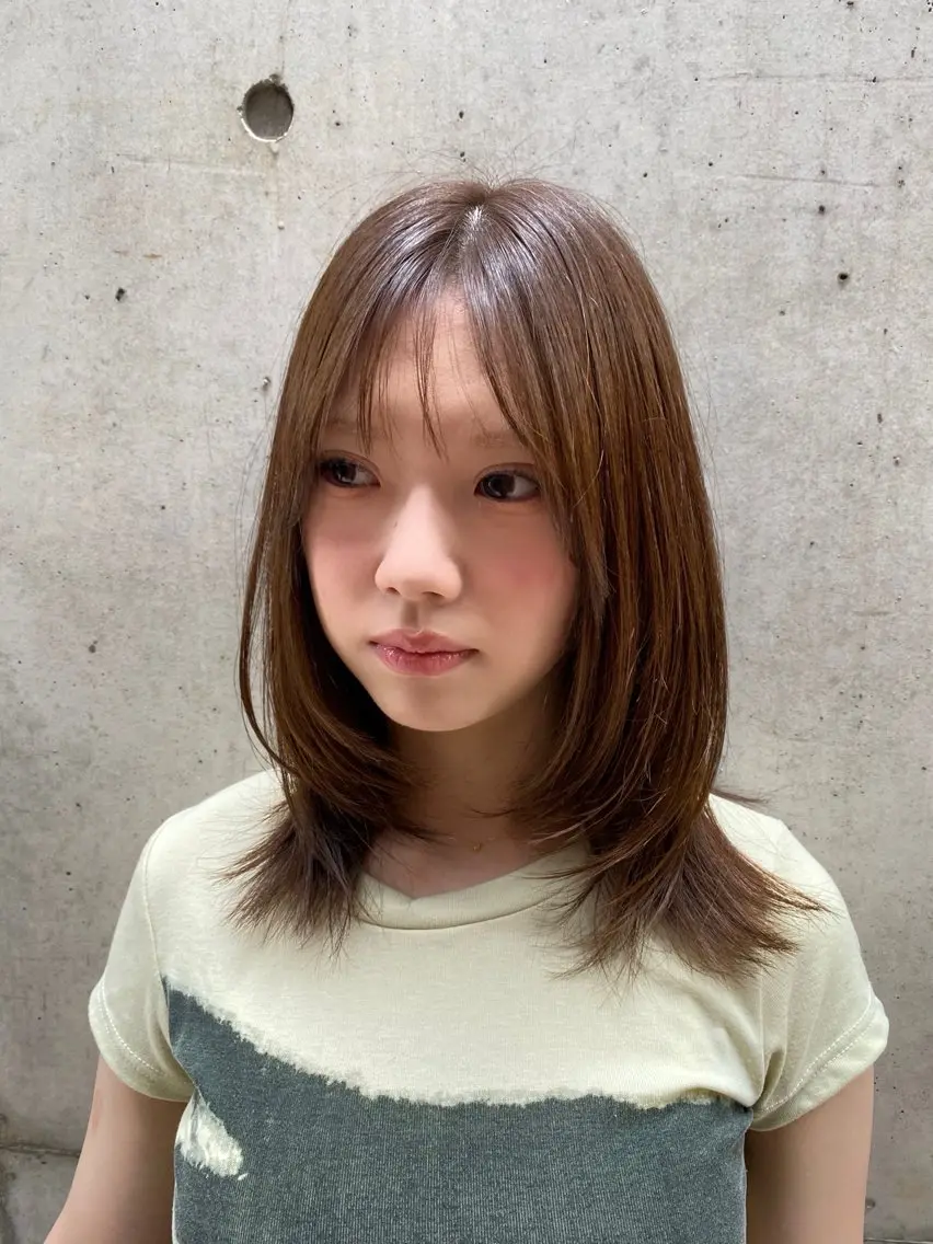 ミディアム くびれヘア カット ヘアカラー トリートメント 髪質改善特化🥣🫧 天神美容室のヘアスタイル