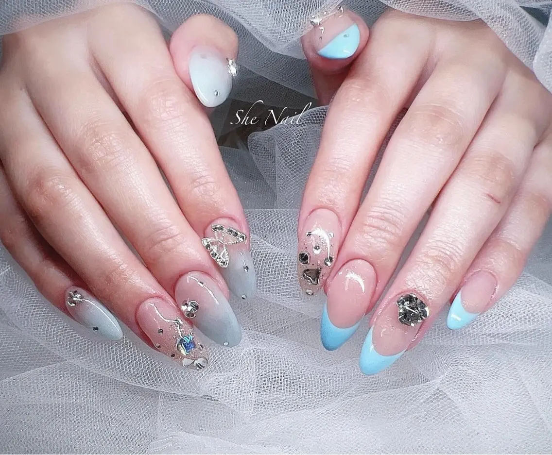 ネイル チークネイル 桜ネイル 長さ出し フレンチネイル グラデーション ISA_ BELLAのネイルデザイン