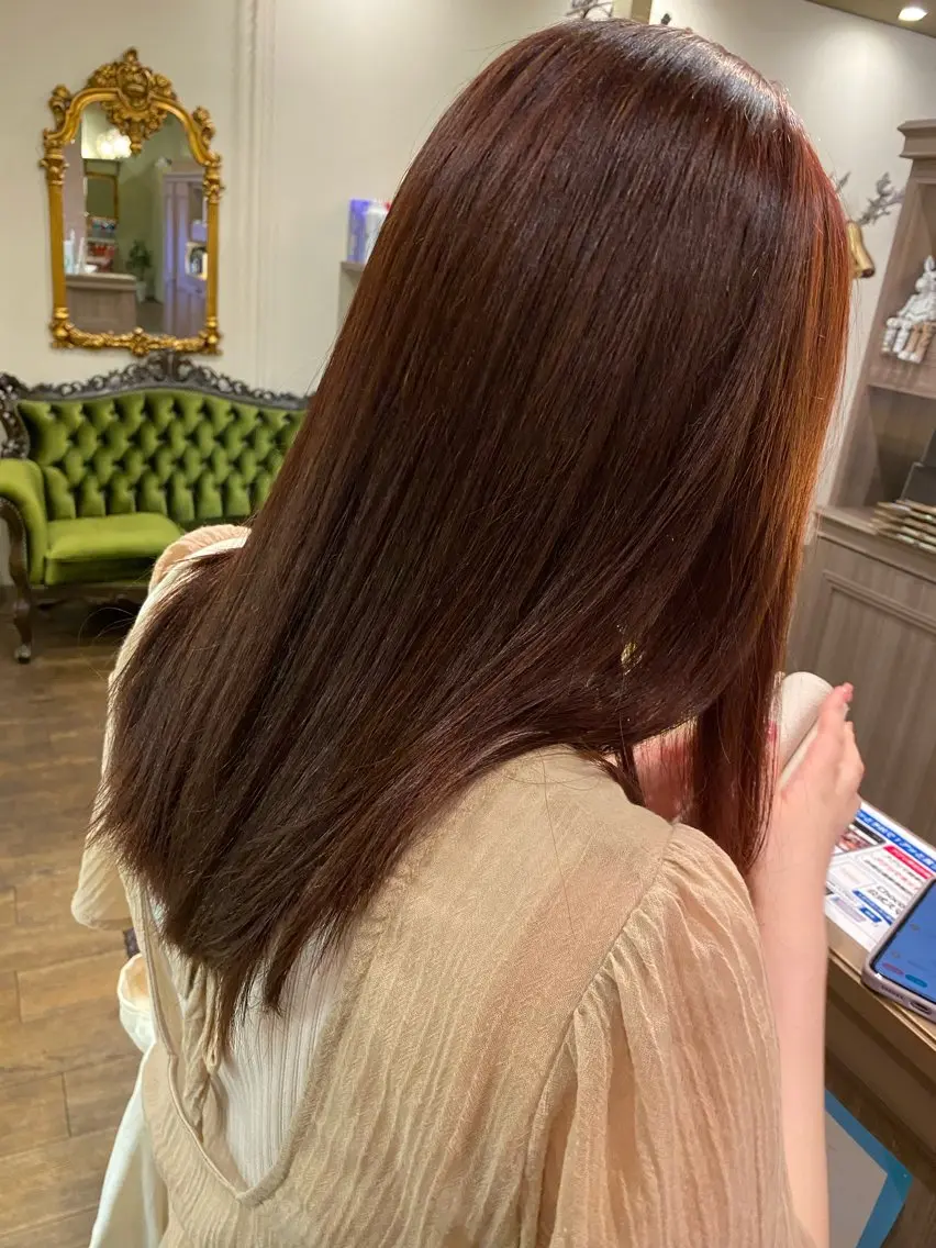 セミロング カラー カット 縮毛矯正 門原 理子のヘアスタイル