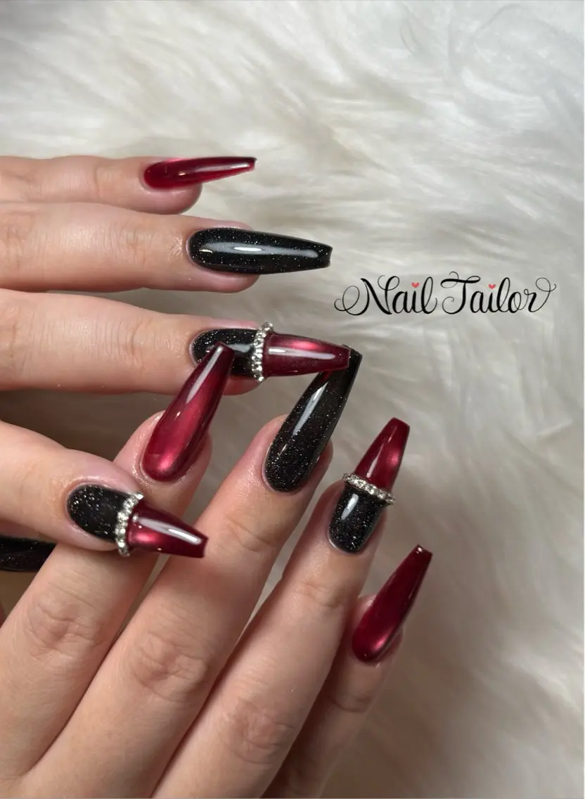 ネイル ボルドー ロングネイル スカルプネイル ハンドネイル NailTailor ネイルテイラーのネイルデザイン
