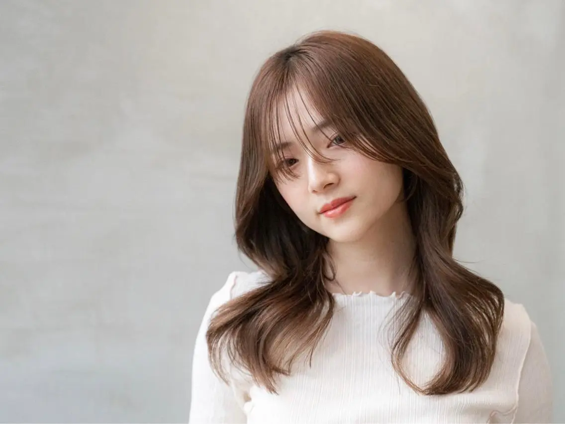 ミディアム くびれヘア 髪質改善 トリートメント カット ヘアカラー トリートメント 天神/透明感カラー ツヤ髪/nonokaのヘアスタイル