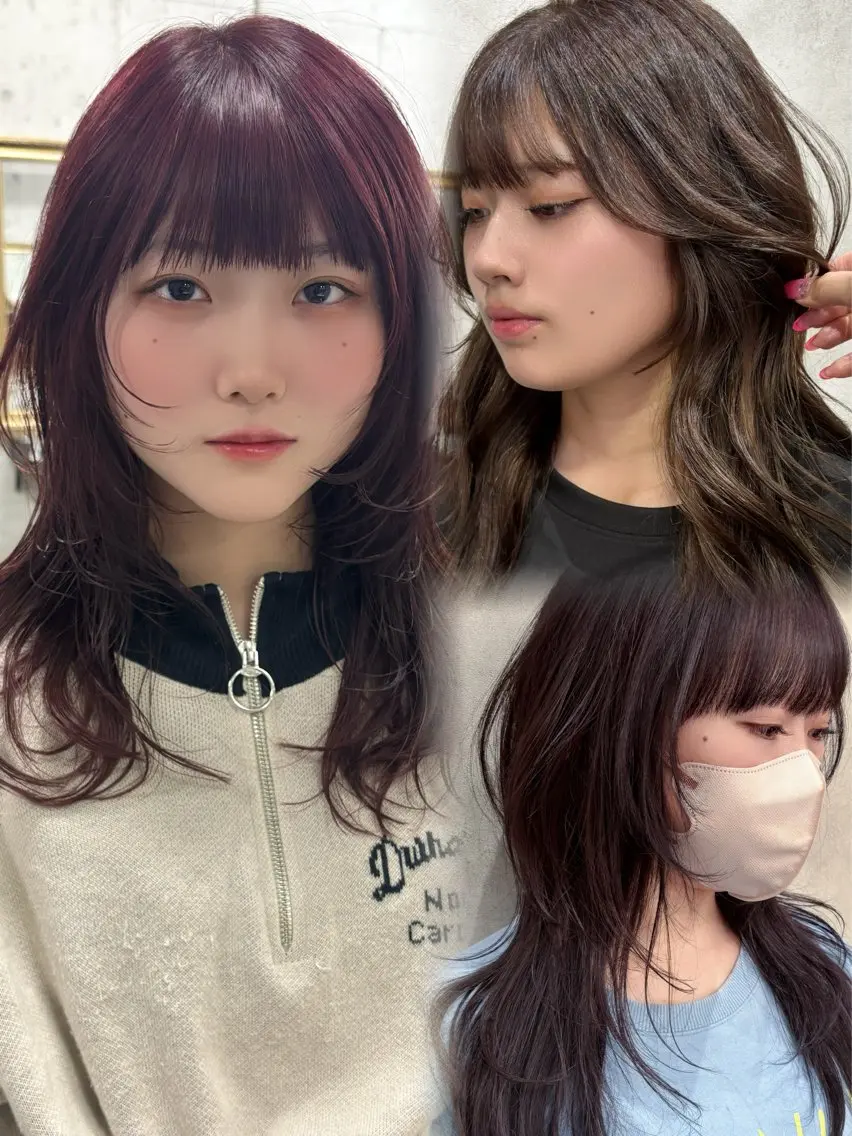 ロング カラー 韓国風ヘア カット ヘアカラー トリートメント 🖤顔まわり 盛れヘア⟡アズサ🖤のヘアスタイル