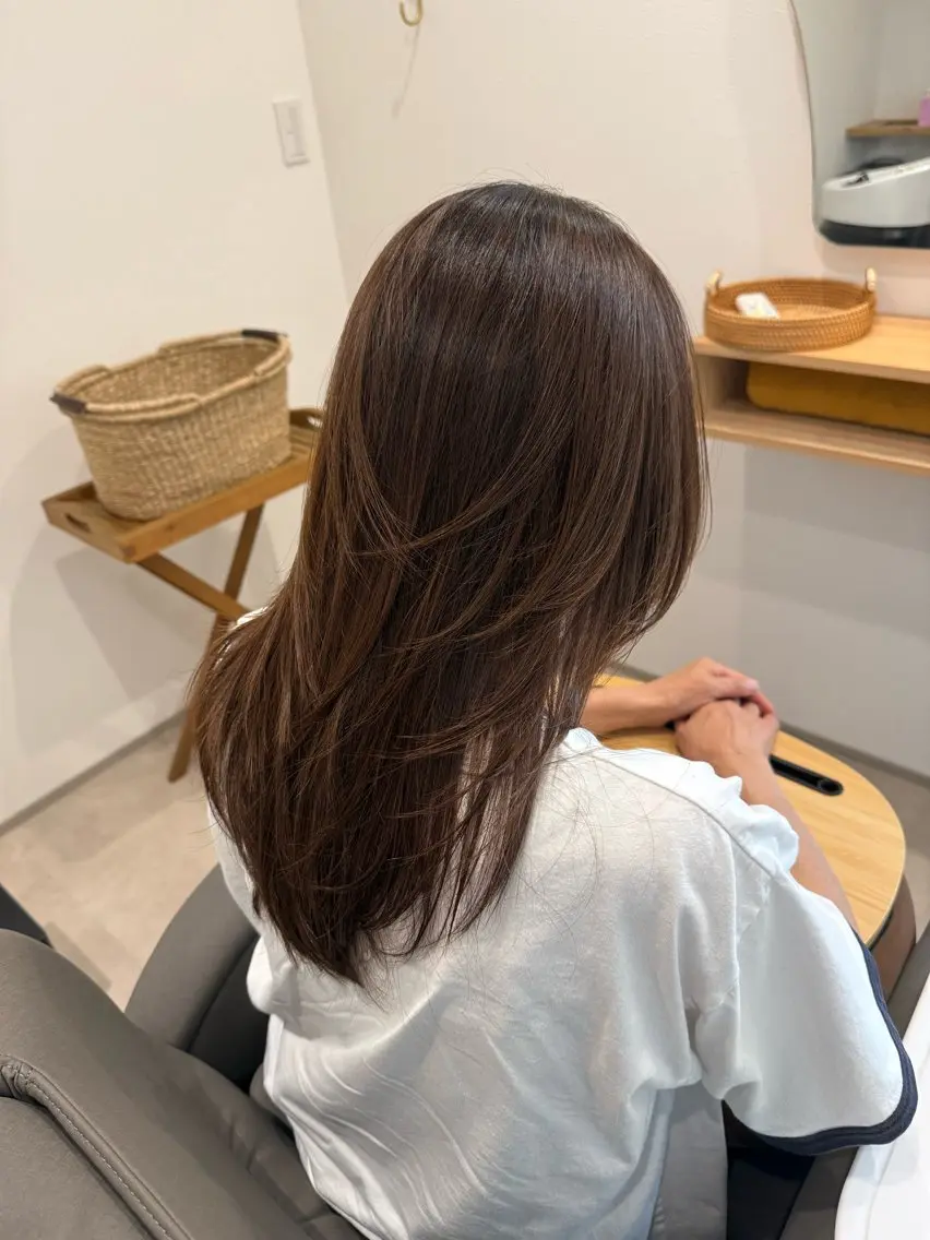 セミロング レイヤーカット カット ヘアカラー トリートメント Lien.テラダ 各務原スタイリストのヘアスタイル