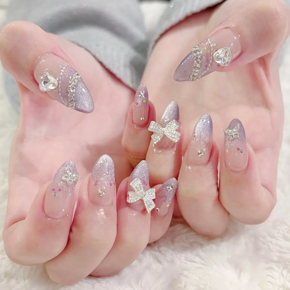 ネイル クリアネイル ジェルネイル ハート マグネットネイル ピンク ハンドネイル Naruse Momoのネイルデザイン
