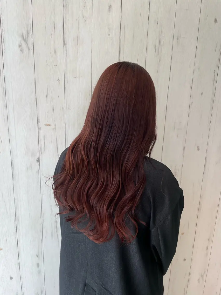 ロング カラー オレンジ ピンクカラー hair salon charme大賀彩矢のヘアスタイル