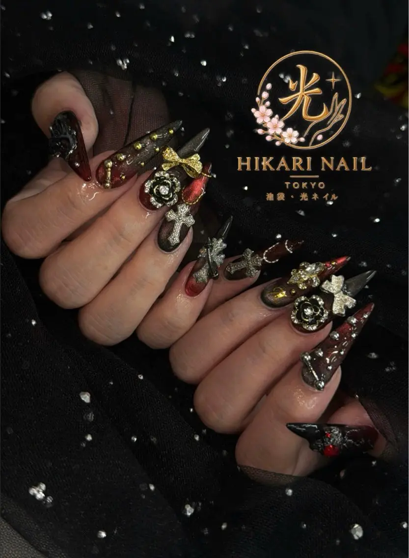 ネイル チークネイル フレンチネイル ガーリー ハート 韓国ネイル ハンドネイル HikariNail Ikebukuroのネイルデザイン