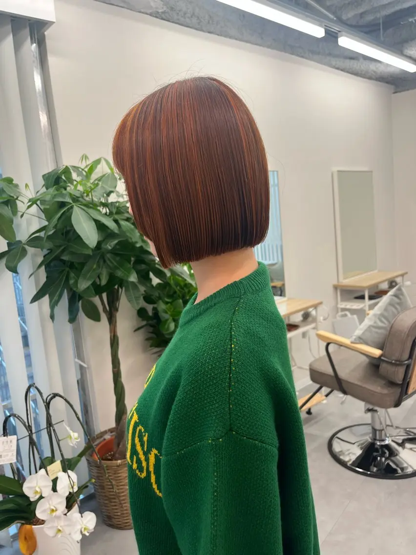 ショート カラー ハイライトカラー オレンジ ハイライト 大林 エリコのヘアスタイル