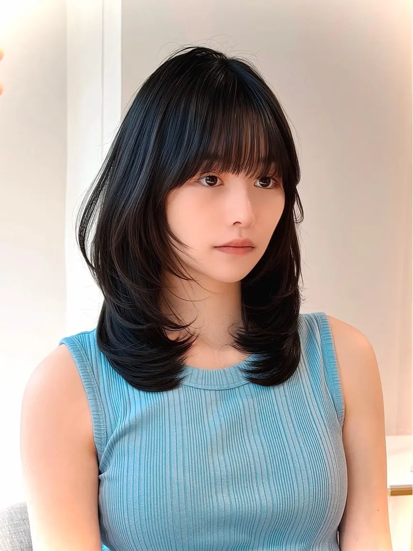 ロング ハイレイヤー/顔周り /レイヤーカットのヘアスタイル