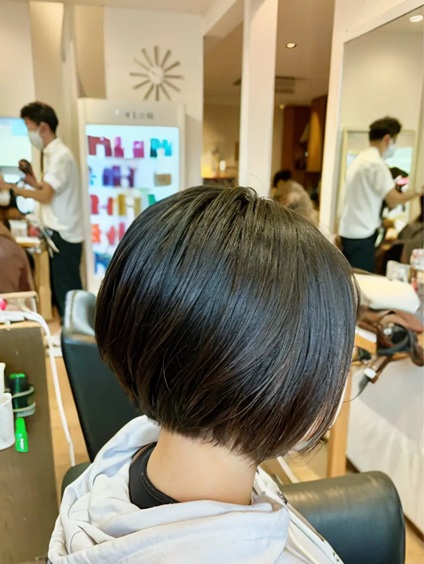 ショート ボブ ショートヘア 縮毛矯正 刈り上げ 秋山知穂🧸縮毛矯正 ショート新越谷南越谷のヘアスタイル