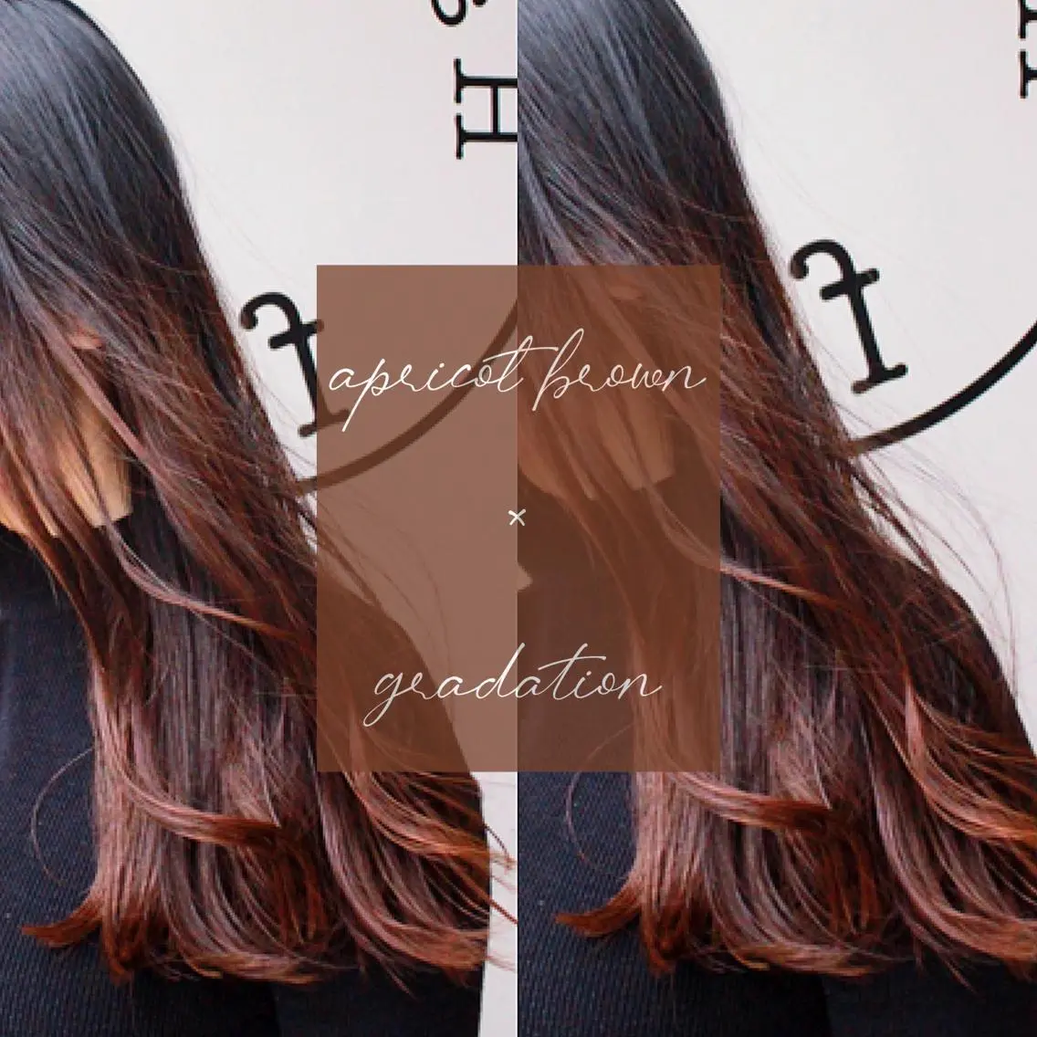 ロング カラー アプリコットブラウン ブラウンカラー グラデーションカラー 韓国風カラー 韓国風ヘア Kirina/ 茨木/髪質改善のヘアスタイル