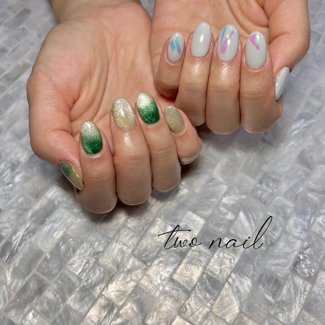ネイル アートネイル オーロラネイル フットネイル ハート マグネットネイル two nailのネイルデザイン