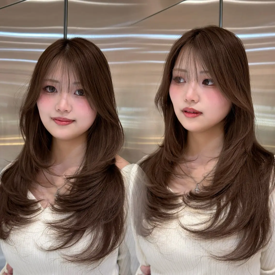 ロング カラー ブリーチ カット ヘアカラー トリートメント 韓国ヘア/くすみ ブラウン/リョウヤのヘアスタイル