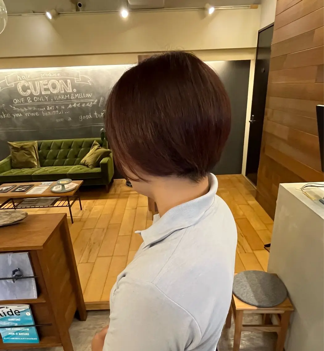 ショート カラー レッドカラー ヘアカラー トリートメント CUEON./栁沼 光希のヘアスタイル
