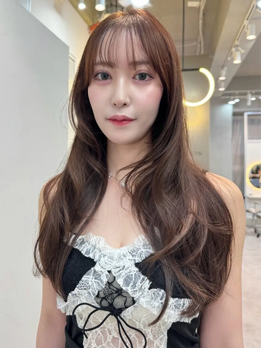 ロング 顔まわりレイヤー 顔周りカット 韓国風ヘア レイヤーカット ロング SOYON大宮2号 ボブ/nanamiのヘアスタイル