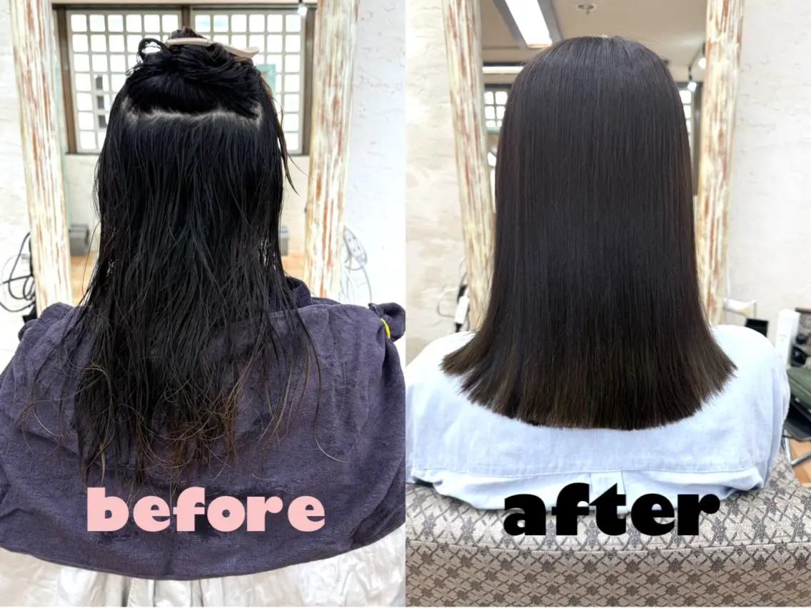ミディアム 縮毛矯正 dolphin ownerのヘアスタイル