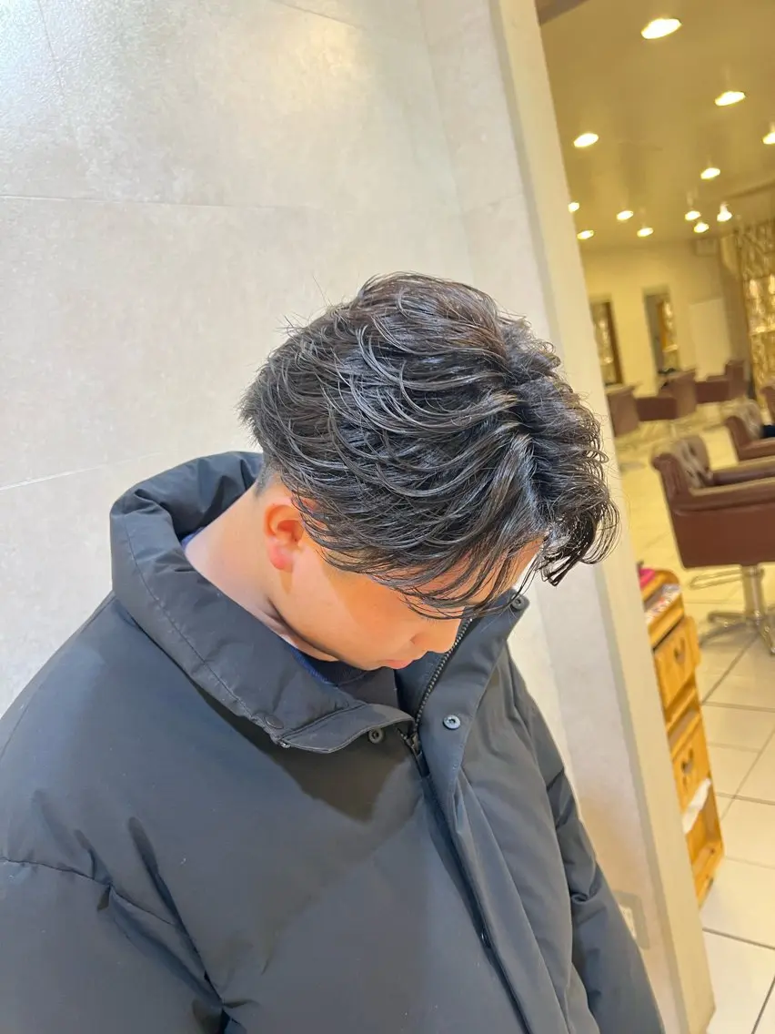 パーマ メンズ メンズパーマ 郡山駅前メンズ特化 岩﨑大翼のヘアスタイル