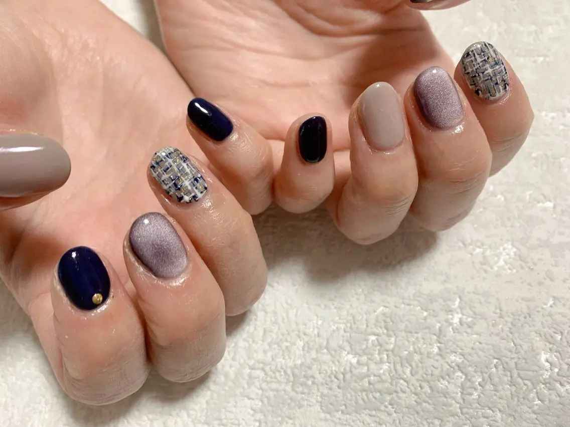 ネイル ジェルネイル 韓国ネイル マグネットネイル メンズネイル パラジェル kiki nail たまプラーザのネイルデザイン