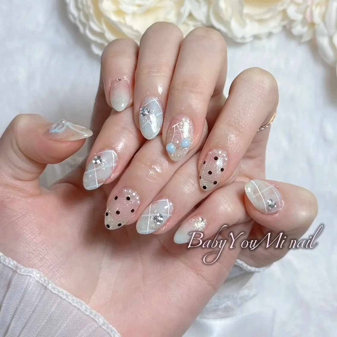 ネイル オーロラネイル チークネイル 成人式 フットネイル フレンチネイル ハンドネイル BabyYouMi nailのネイルデザイン