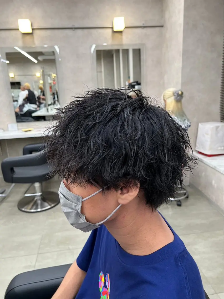 ショート カラー パーマ ヘアアレンジ メンズ キッズ 韓国系🇰🇷🩶 艶暗髪/MEIのヘアスタイル