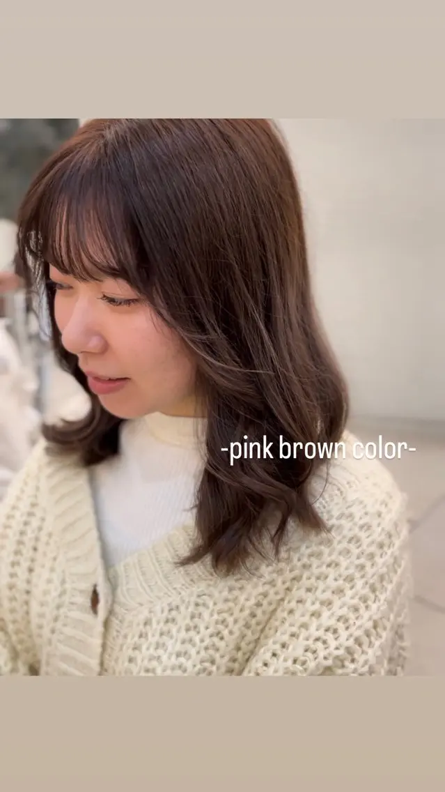 セミロング カット ヘアカラー 似合わせカット暖色 カラーhiyonaのヘアスタイル