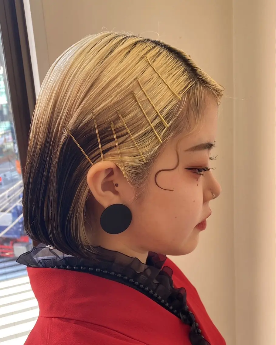 ショート ヘアアレンジ 着物ヘア 顔まわり🤍小顔 カット🤍みさきのヘアスタイル