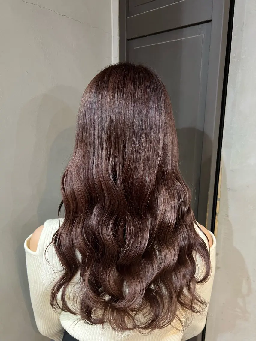 ロング カラー ラベンダーカラー ピンクカラー ピンクラベンダー 山口 彩乃のヘアスタイル