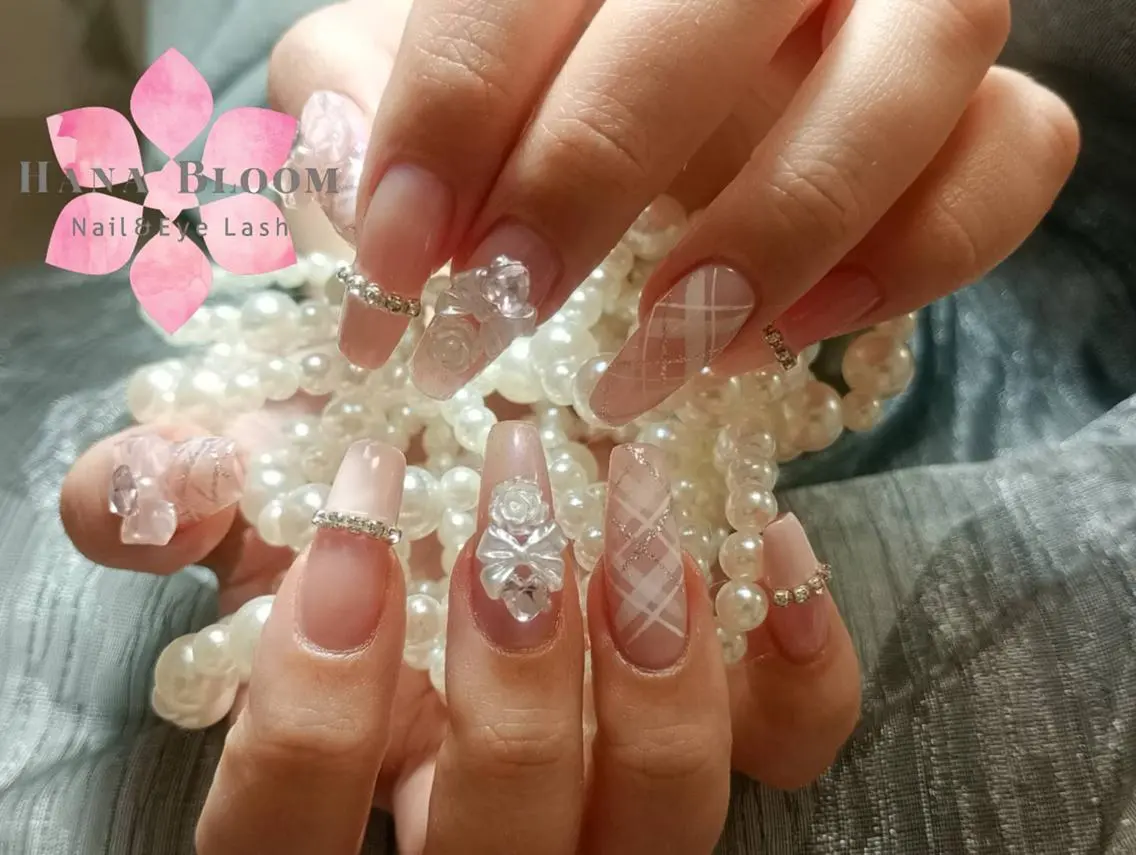 ネイル 長さ出し フットネイル 韓国ネイル マグネットネイル 持ち込み ハンドネイル ハンドケア Hana Bloom Nail 渋谷道玄坂のネイルデザイン
