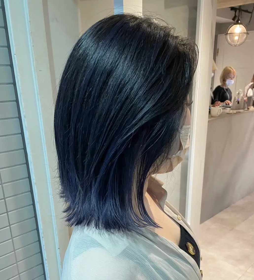 ミディアム カラー ボブレイヤー ブルーカラー ボブ レイヤーカット カット ヘアカラー 再現性重視ショート/ レイヤー/ヘアセットのヘアスタイル