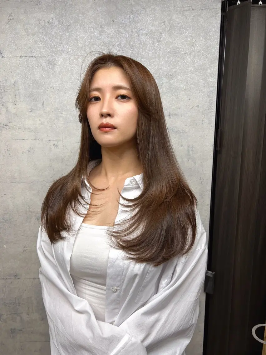 ロング カラー ヘアアレンジ ハッシュカット レイヤーカット レイヤー/顔周り 韓国ヘア森田和貴のヘアスタイル