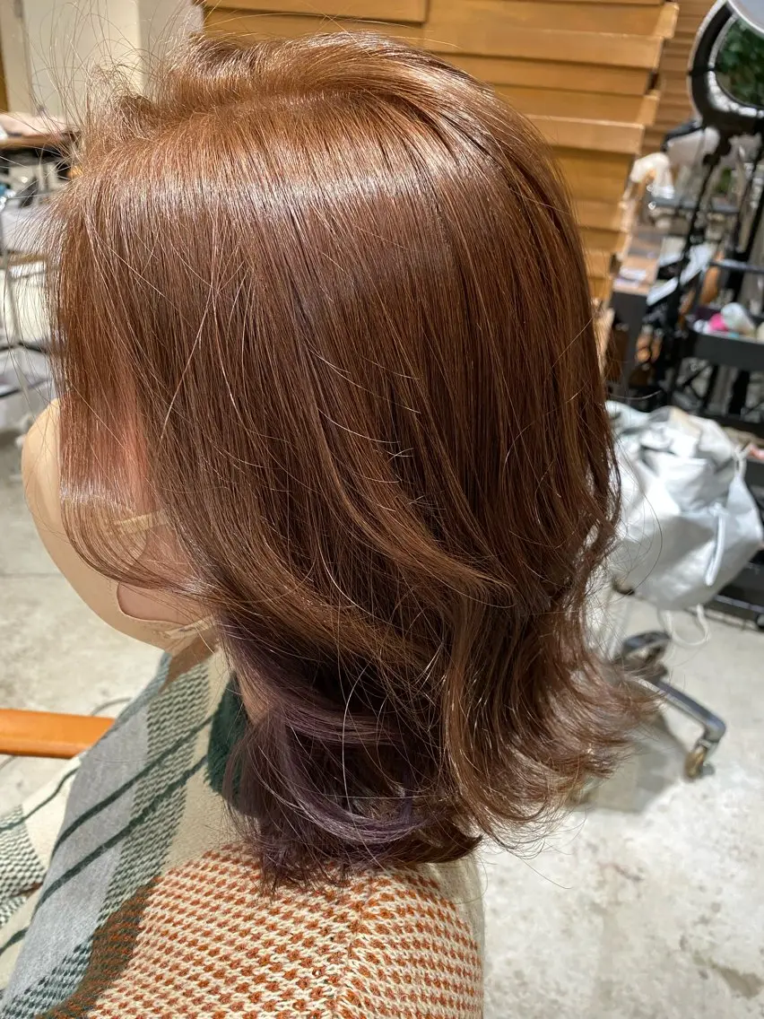カラー インナーカラー オレンジ 奥田 伊織/カット無料のヘアスタイル