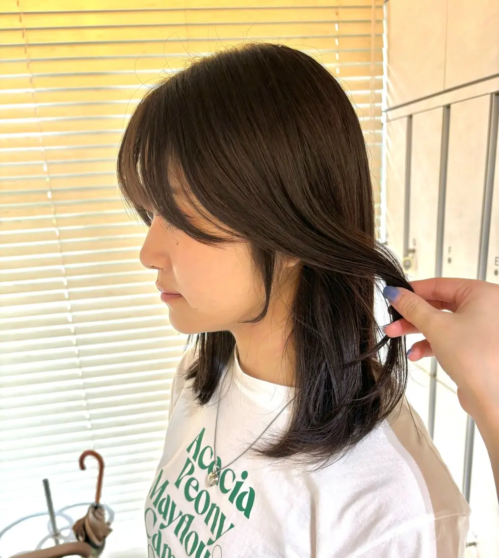 ミディアム 顔周りカット 🎼レイヤー/透明感 カラー/nene♬のヘアスタイル