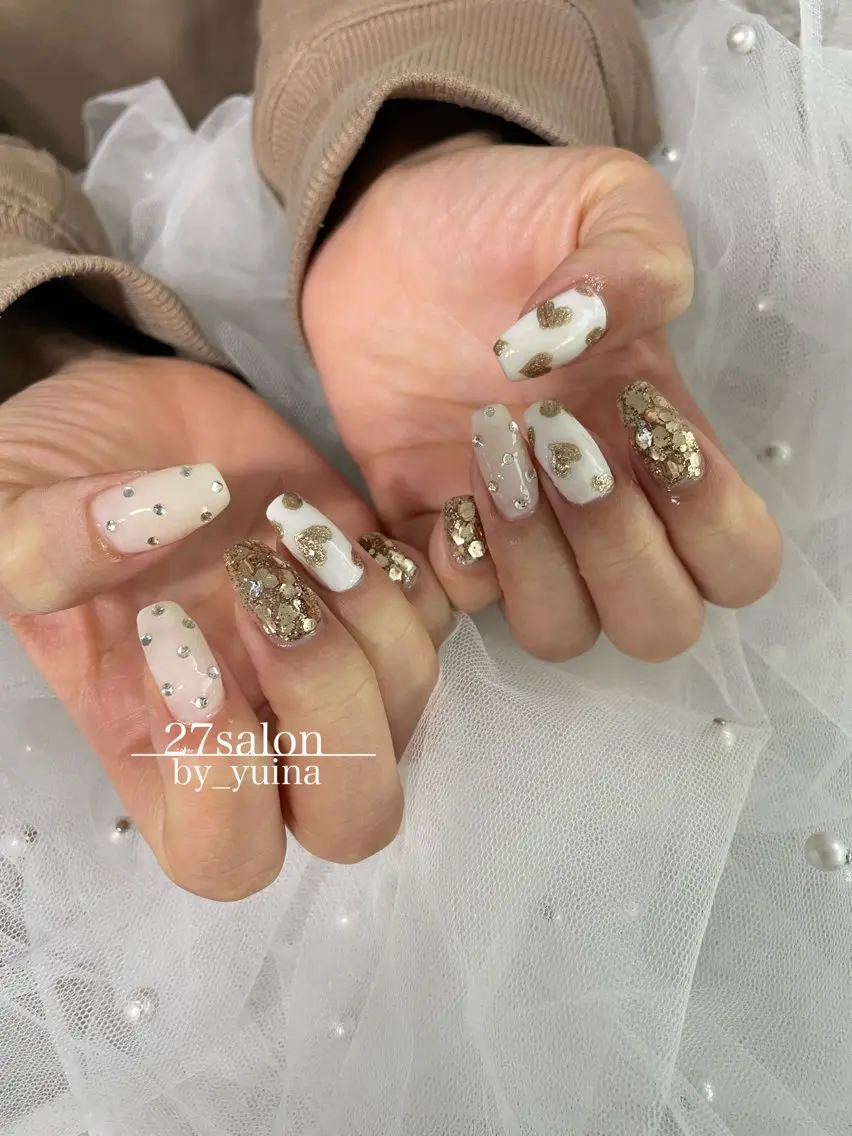 ネイル ハート バレンタイン ハンドネイル 27salon yuinaのネイルデザイン