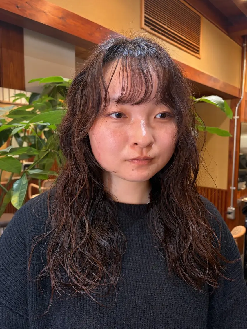 セミロング パーマ カット パーマ ゆるふわガーリーst yle🩰yuukaのヘアスタイル