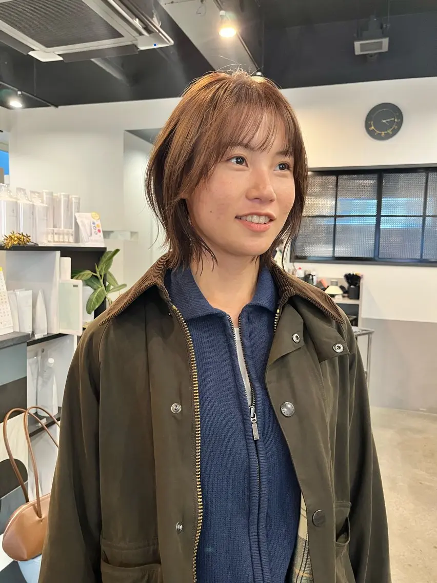 ミディアム カラー ボブレイヤー ボブ くびれヘア レイヤーカット カット ヘアカラー dogstar小林諒 パーマ/レイヤーのヘアスタイル