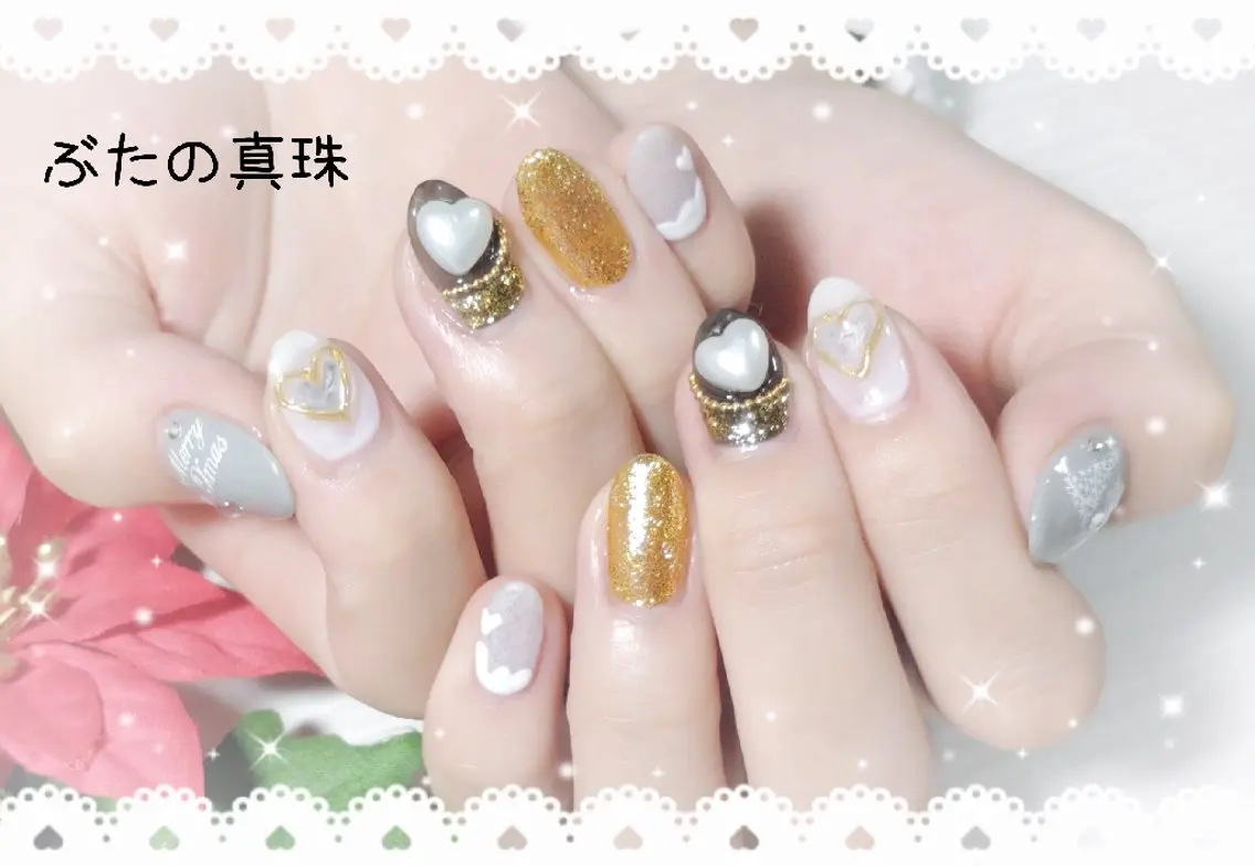 ネイル ハート ハンドネイル 林 珠里のネイルデザイン