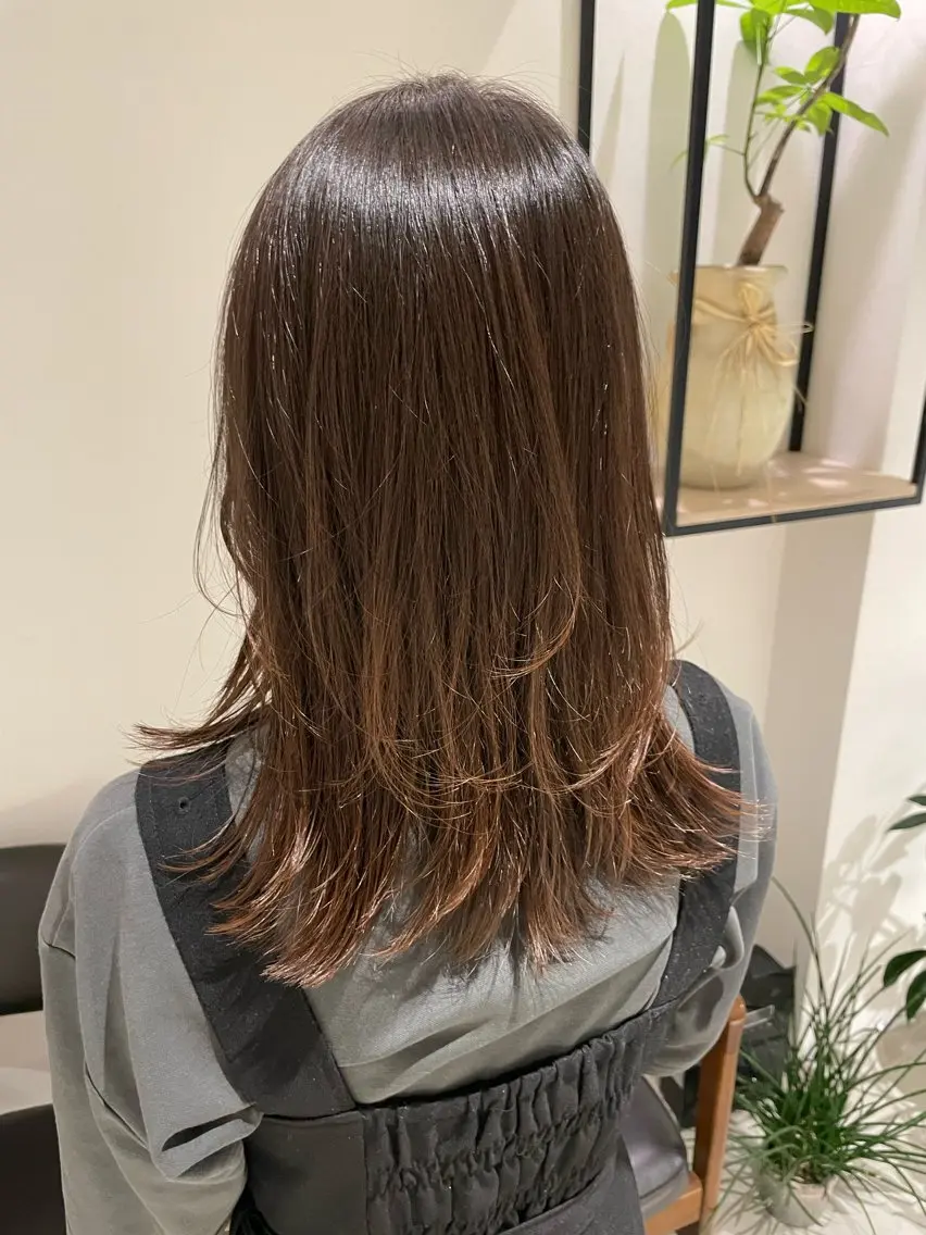 セミロング カラー ヘアアレンジ 顔まわりレイヤー レイヤーカット トリートメント カット トリートメント ヘッドスパ ヘアセット 一箭 恵梧/ロングヘアのヘアスタイル