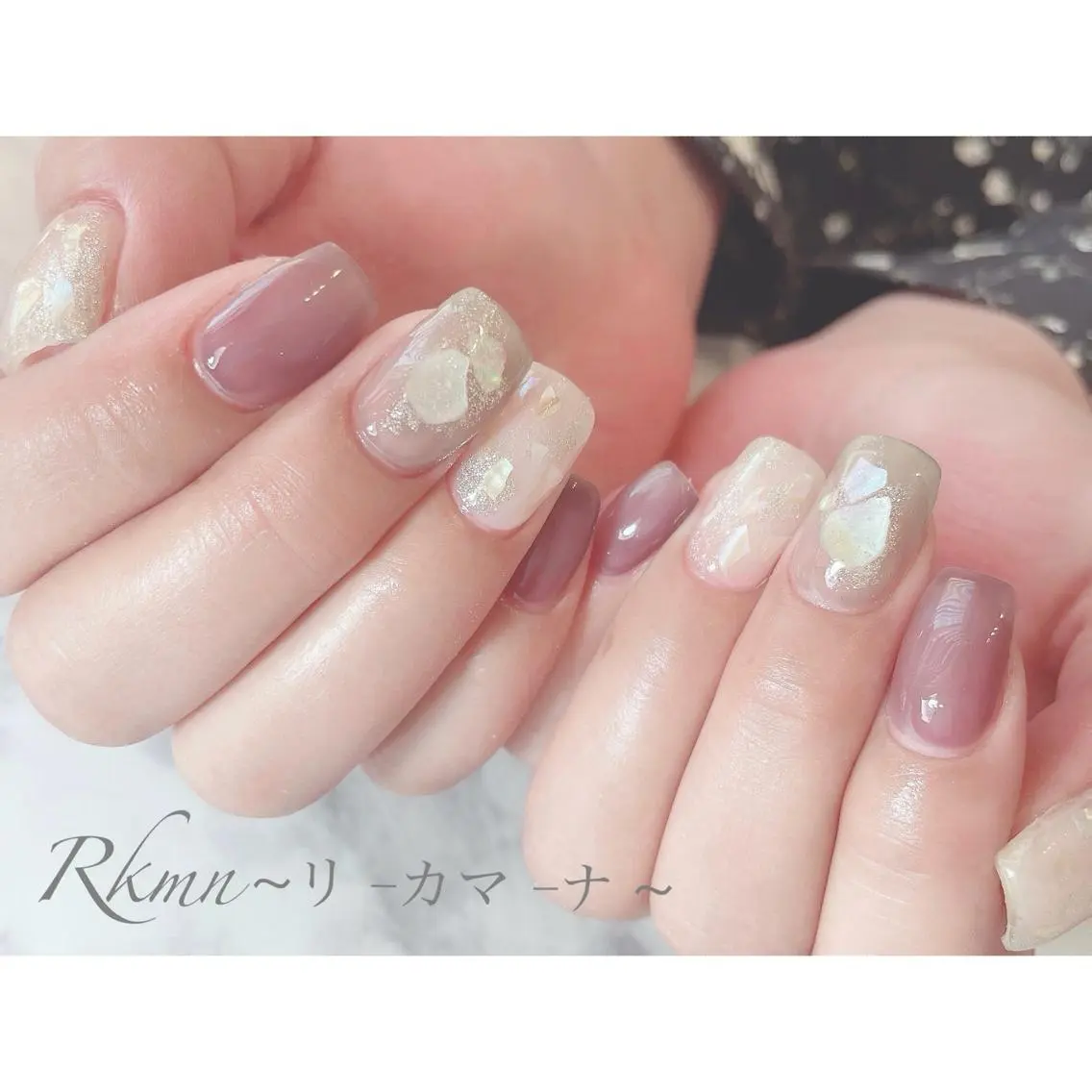 ネイル アートネイル フレンチネイル ジェルネイル グラデーション パープル ハンドネイル フットネイル ハンドケア Rkmn ~リ-カマ-ナ~のネイルデザイン