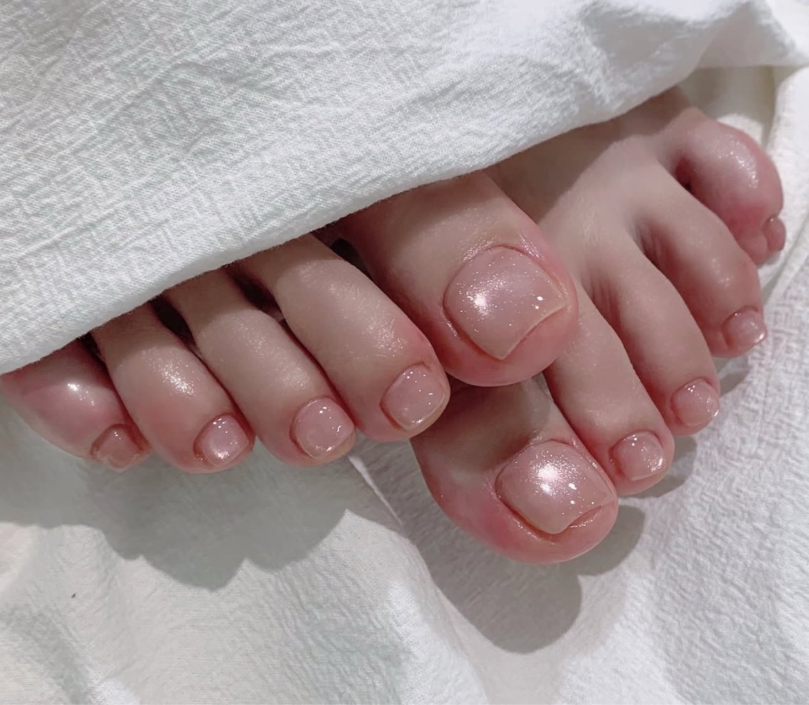 ネイル フットネイル 🎀PG🩵 ネイルサロンのネイルデザイン