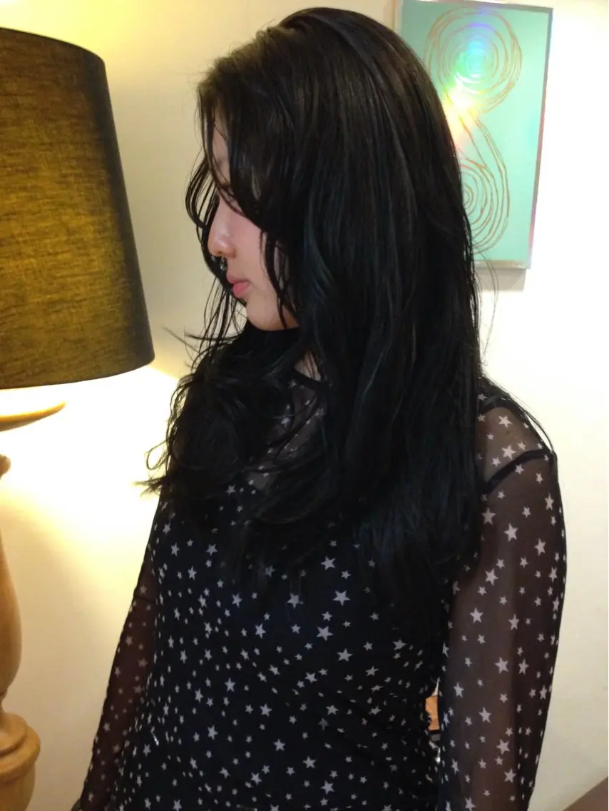 ロング カラー 黒髪 透明感カラー 滝沢 ののかのヘアスタイル