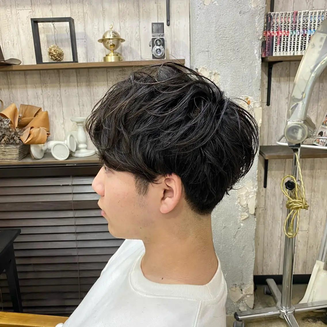 ミディアム パーマ メンズ 勝河 怜楊のヘアスタイル