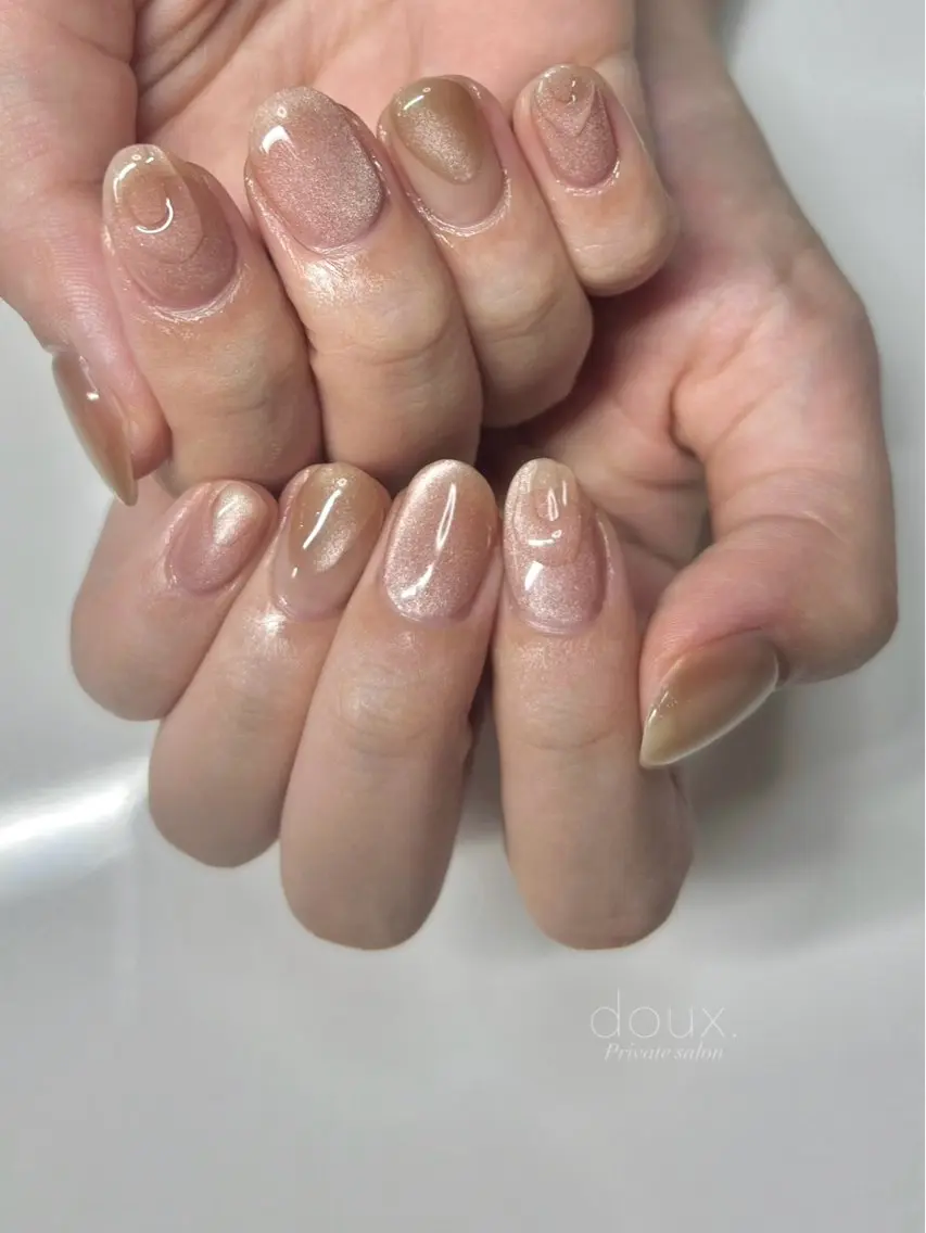 ネイル 韓国ネイル マグネットネイル ニュアンスネイル ぷっくりネイル ワンホンネイル doux. nailのネイルデザイン