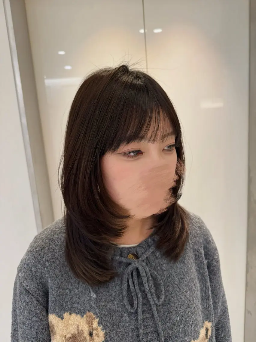 ミディアム レイヤーカット ☁️クルムパーマ／ レイヤー☁️シュリのヘアスタイル