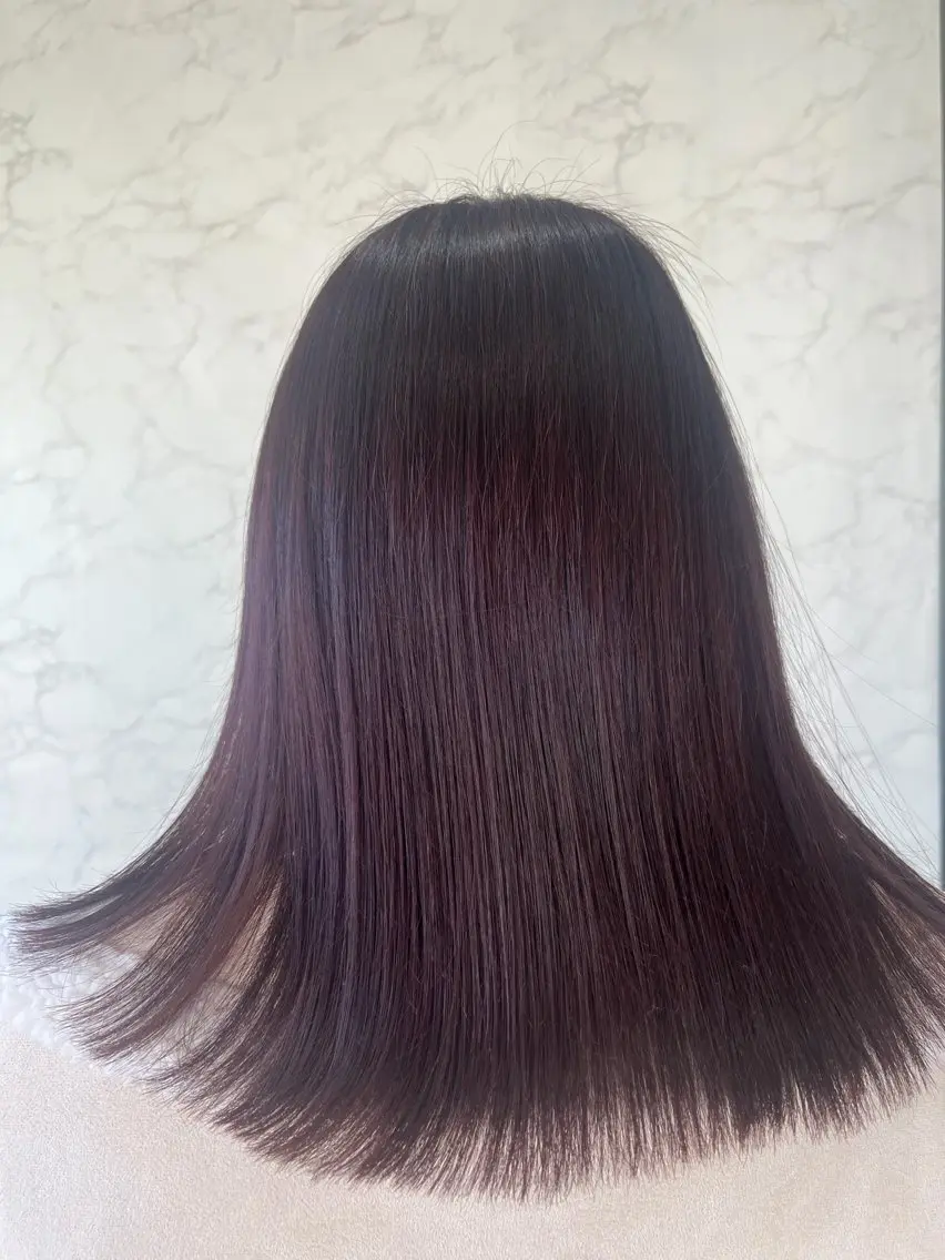 セミロング ピンクブラウン カット ヘアカラー 縮毛矯正 トリートメント 久光 真実のヘアスタイル