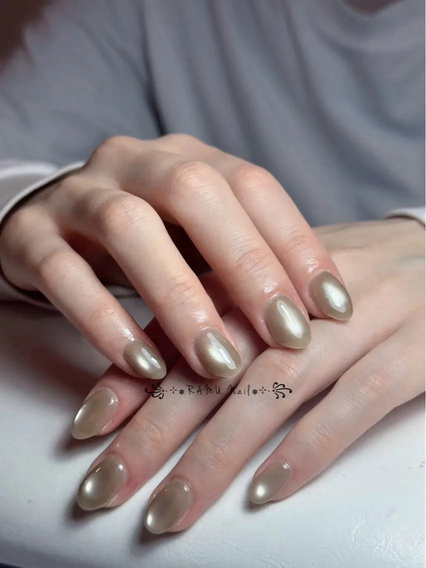 ネイル フレンチネイル 韓国ネイル シンプルネイル ワンホンネイル 冬ネイル ハンドネイル RAMU Nail 恵比寿店のネイルデザイン