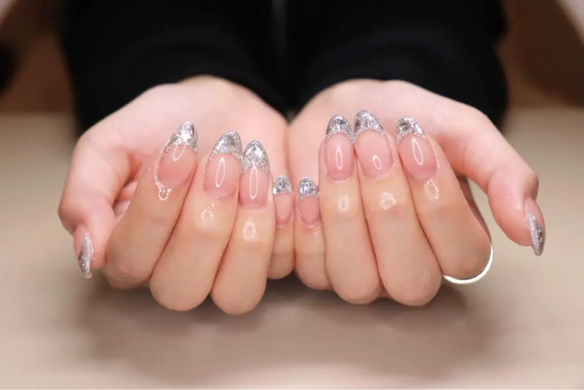 ネイル フレンチネイル ガラスフレンチ ハンドネイル my.S nailsalonのネイルデザイン