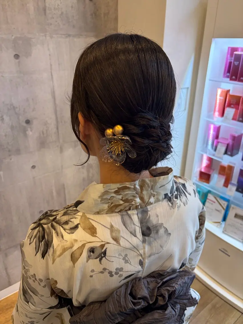 セミロング ヘアアレンジ 着付け 加藤 つばさのヘアスタイル