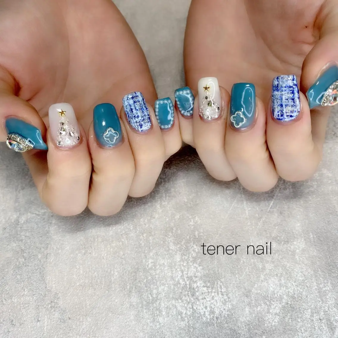 ネイル ツイードネイル 冬ネイル クリスマス テネルネイル tener nailのネイルデザイン