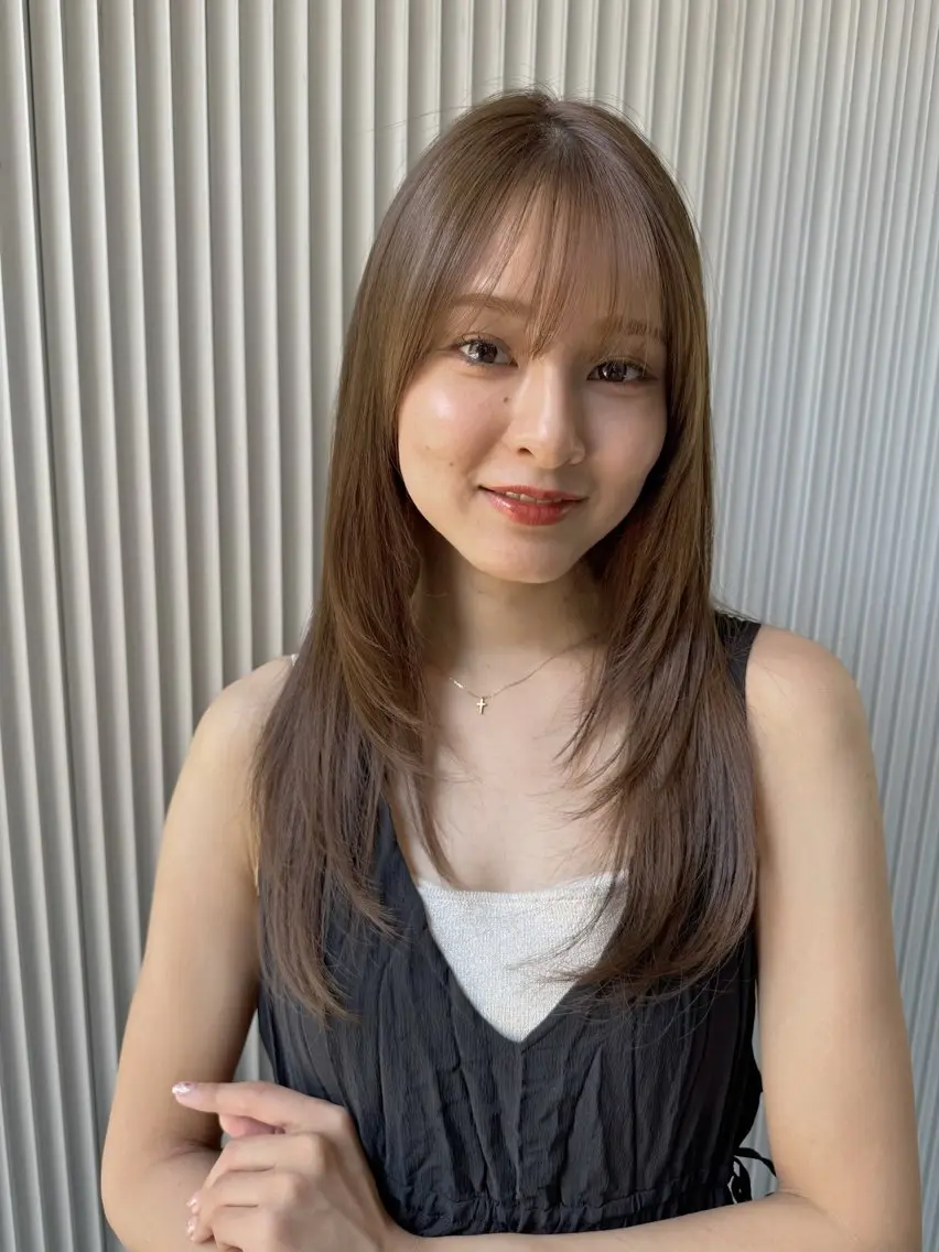 セミロング カット ヘアカラー トリートメント レイヤー×髪質改善 ×透明感/杉田 圭のヘアスタイル