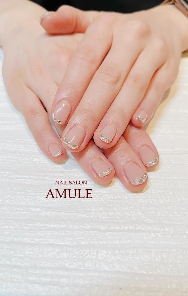 ネイル フレンチネイル ガラスフレンチ ワンカラーネイル ハンドネイル NAILSALON AMULEのネイルデザイン